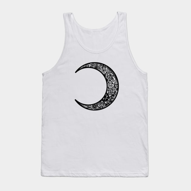 Black Henna Crescent Moon Tank Top by Tilila